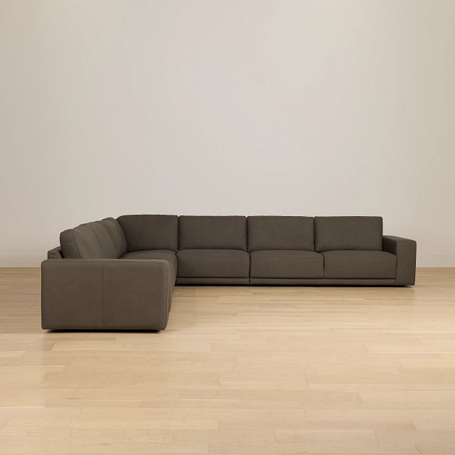 Kellan Dark Gray Leather Large Two-arm Sectional
