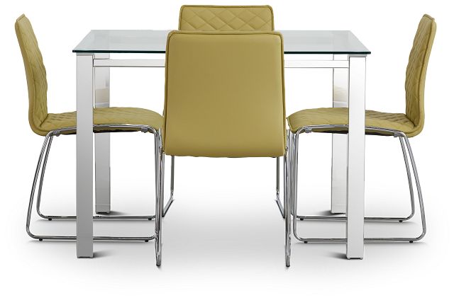 Skyline Light Green Square Table & 4 Metal Chairs
