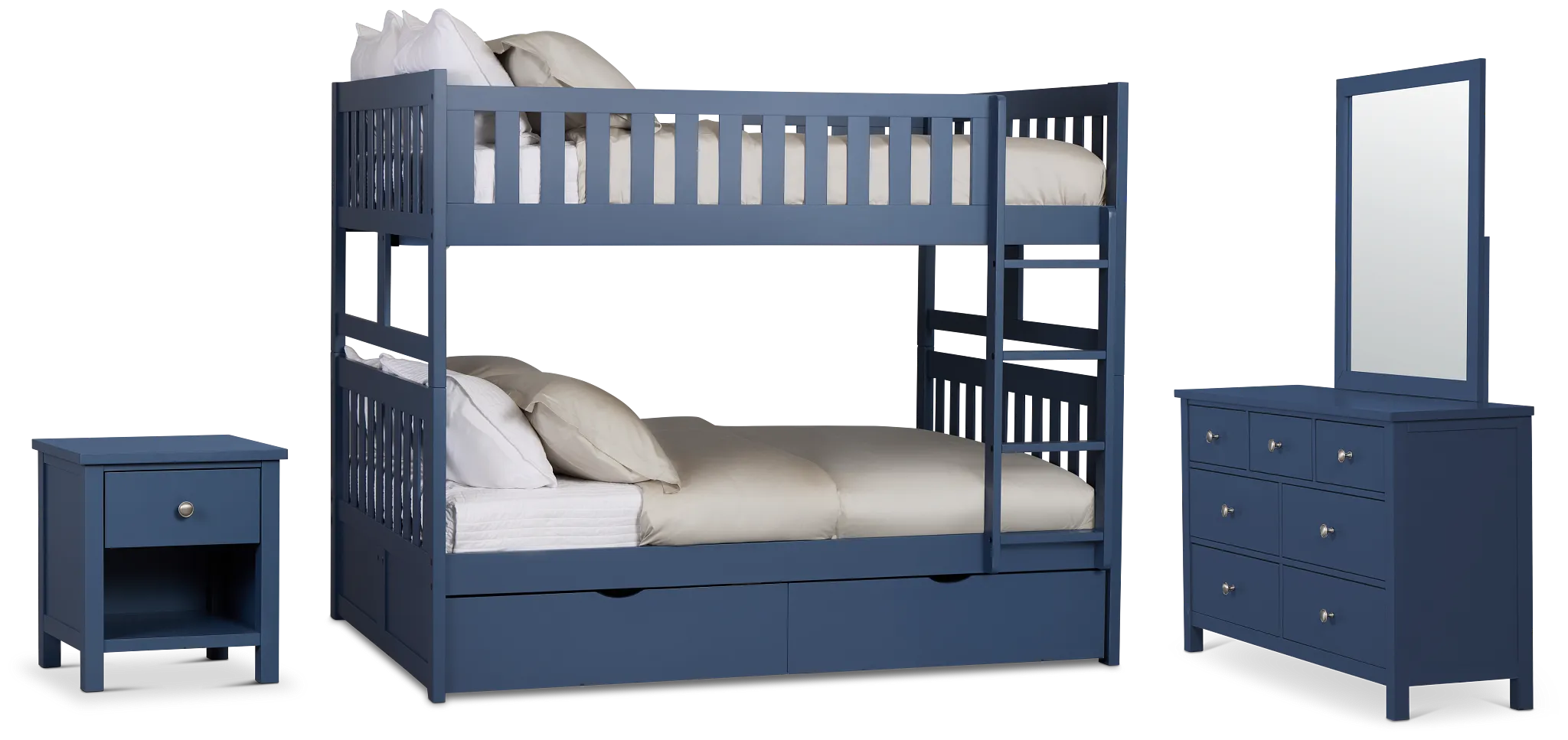 Charleston Dark Blue Bunk Bed Storage Bedroom