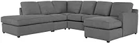 Asheville Gray Fabric Large Left Bumper Sectional