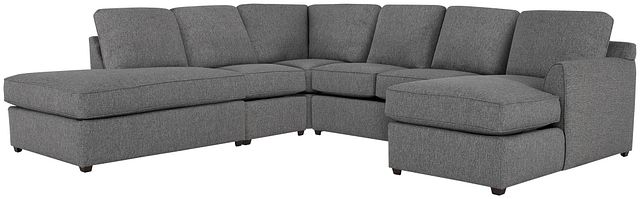 Asheville Gray Fabric Large Left Bumper Sectional
