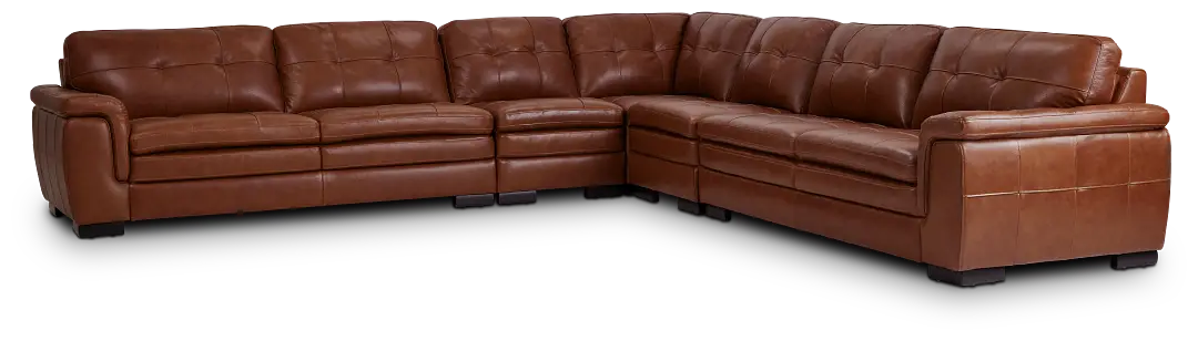 Braden Medium Brown Leather Large Two-arm Sectional Braden Medium Brown Leather Large Two-arm Sectional