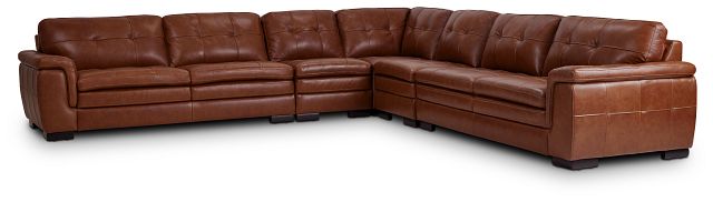 Braden Medium Brown Leather Large Two-arm Sectional