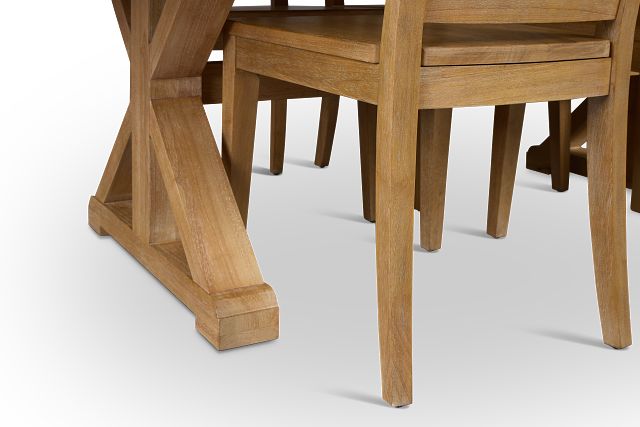 Nantucket Two-tone White Trestle Table & 4 Light Tone Chairs