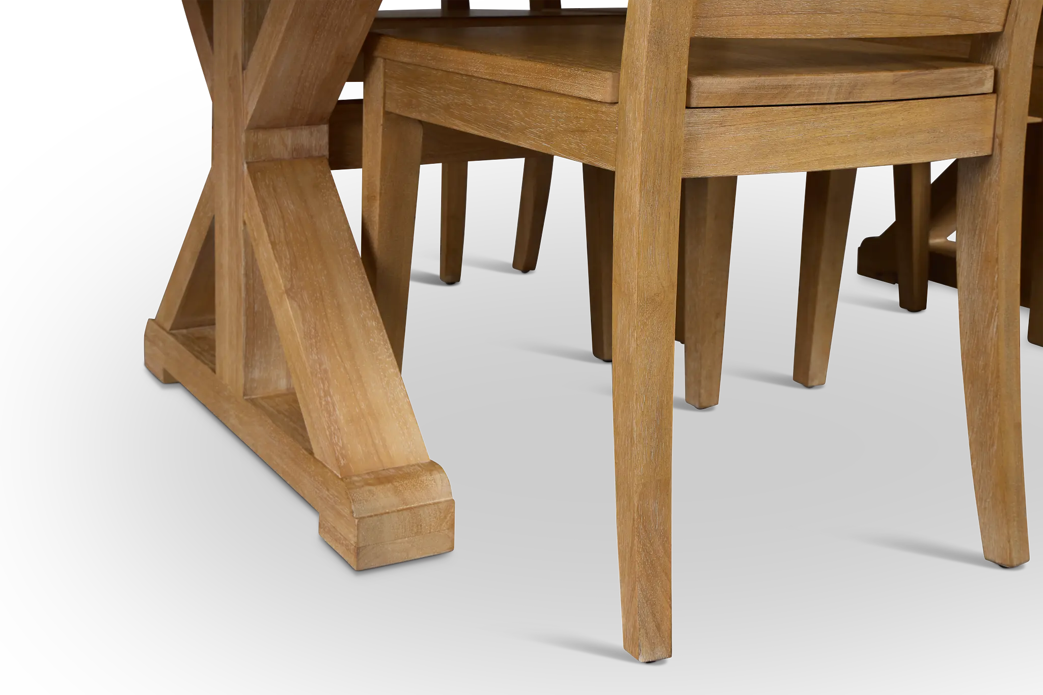 Nantucket Two-tone White Trestle Table & 4 Light Tone Chairs Nantucket Two-tone White Trestle Table & 4 Light Tone Chairs