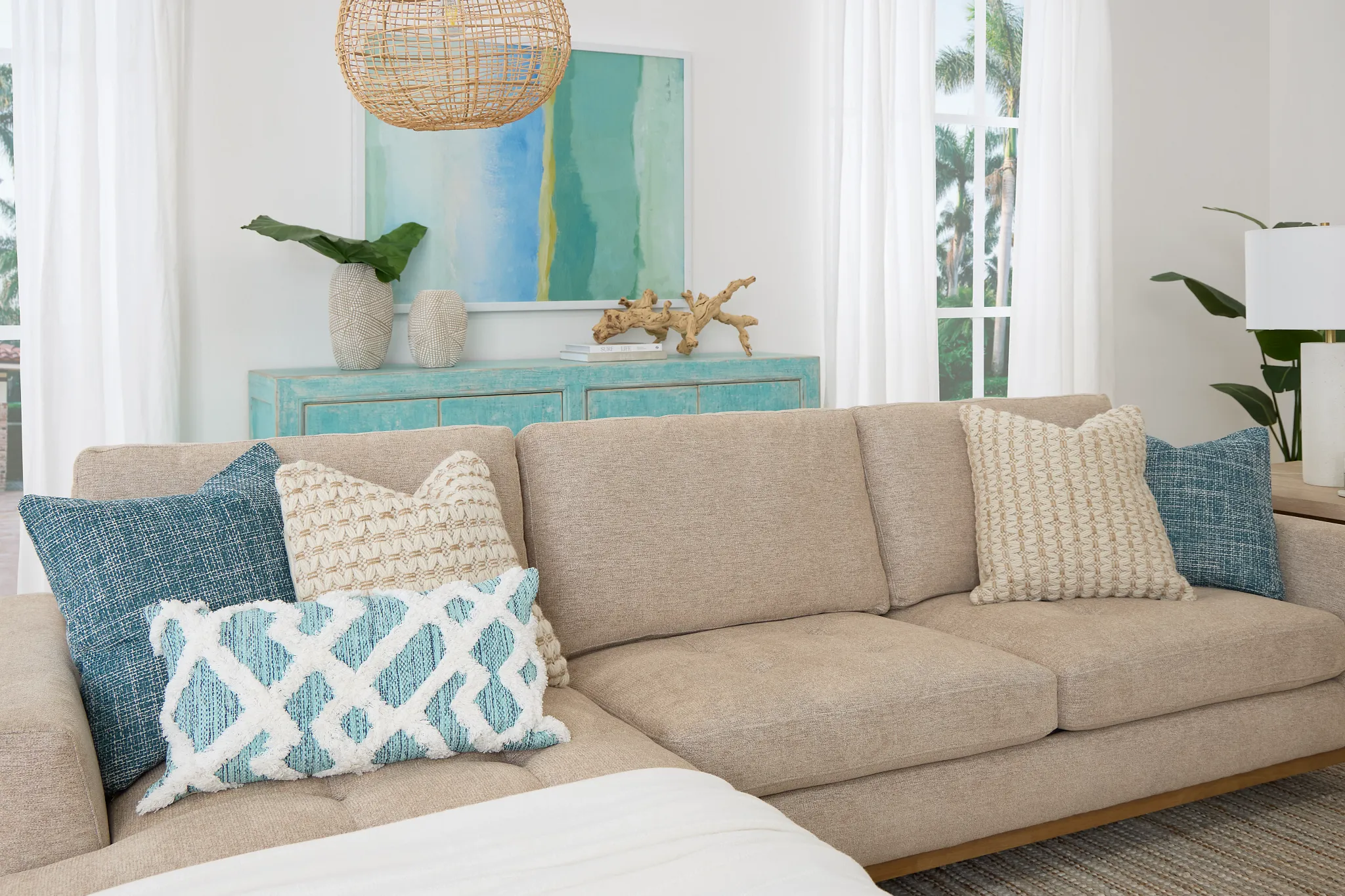 Maisie Light Brown Fabric Left Chaise Sectional