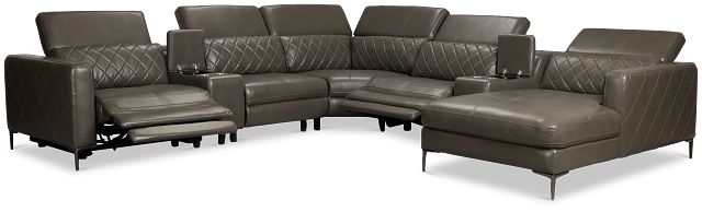 Ava Dark Gray Micro Large Dual Power Right Chaise Sectional