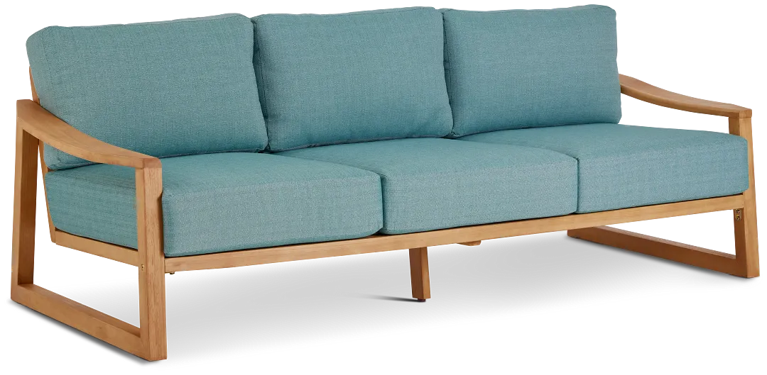 Tobago Light Tone Sofa With Teal Cushions