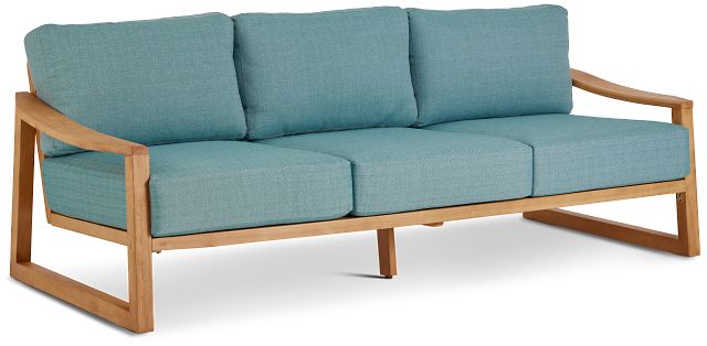 Tobago Light Tone Sofa With Teal Cushions