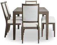 Alden Gray Rect Table, 4 Chairs & Bench