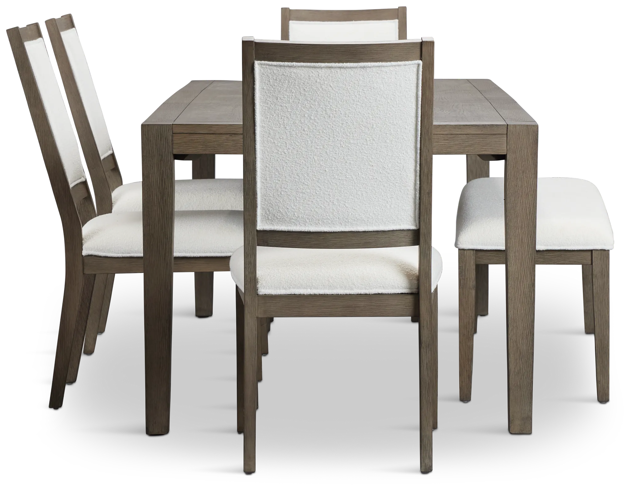 Alden Gray Rect Table, 4 Chairs & Bench