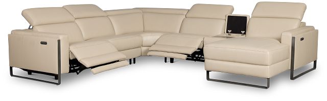 Atlas Taupe Lthr/vinyl Medium Dual Power Right Chaise Sectional