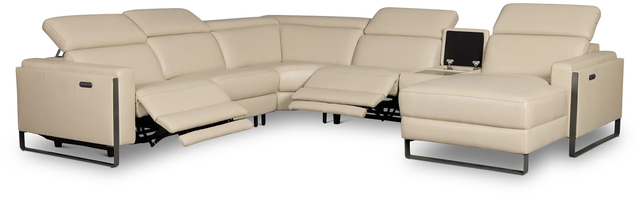 Atlas Taupe Lthr/vinyl Medium Dual Power Right Chaise Sectional