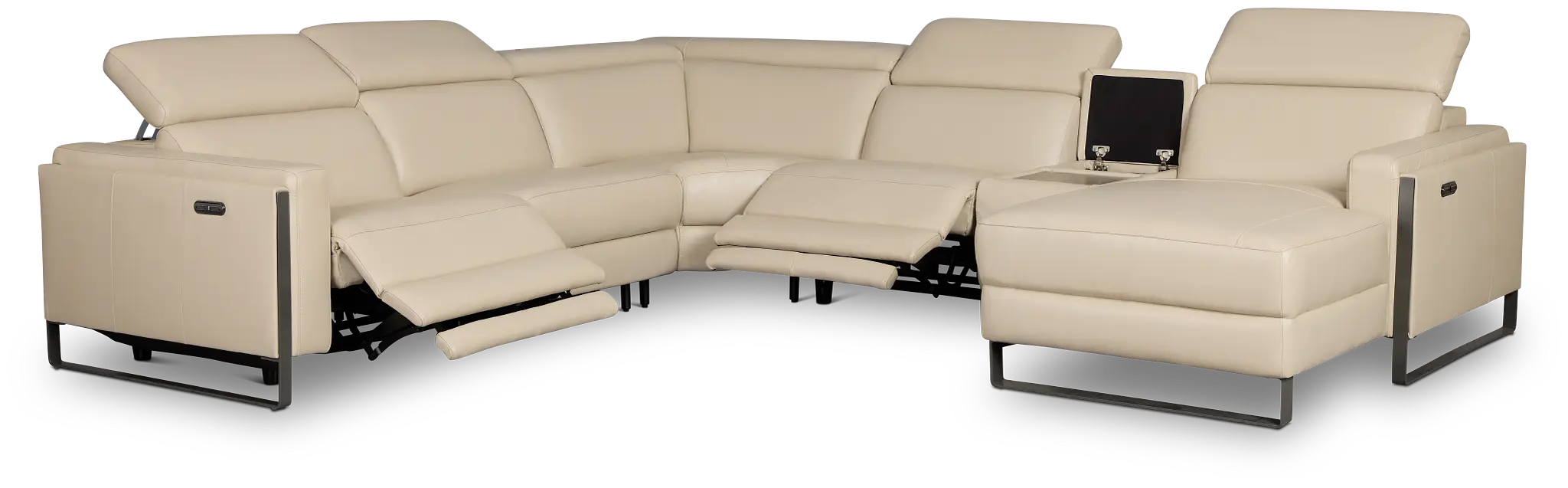 Atlas Taupe Lthr/vinyl Medium Dual Power Right Chaise Sectional Atlas Taupe Lthr/vinyl Medium Dual Power Right Chaise Sectional