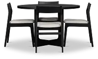 Santorini Black Round Table & 4 Upholstered Chairs