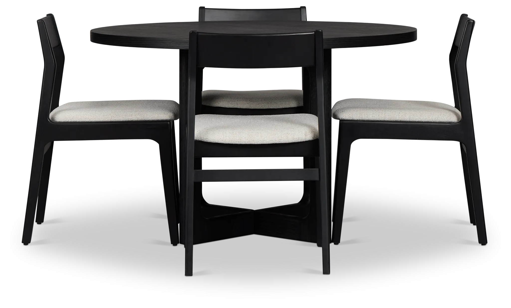 Santorini Black Round Table & 4 Upholstered Chairs