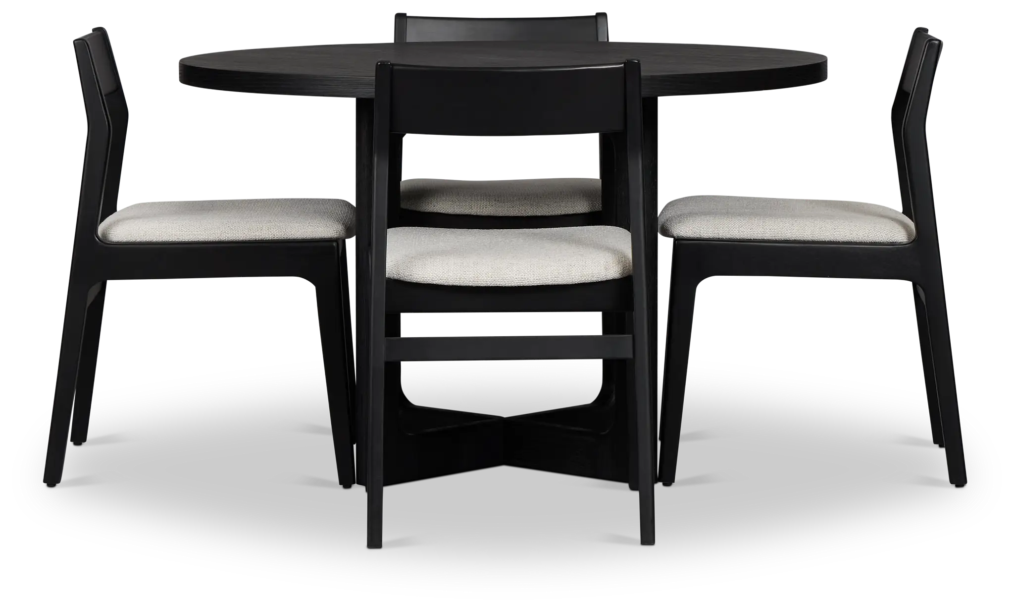 Santorini Black Round Table & 4 Upholstered Chairs Santorini Black Round Table & 4 Upholstered Chairs