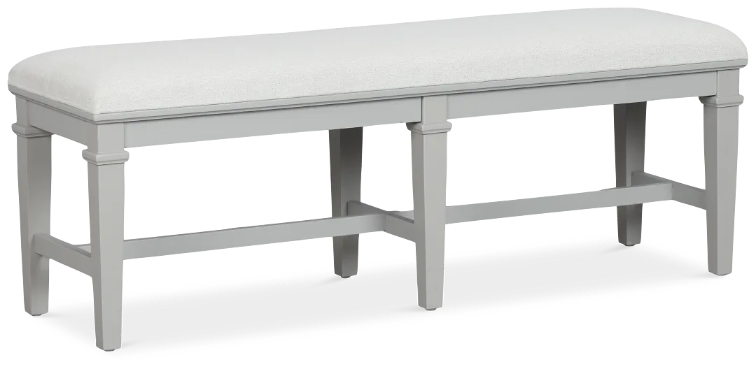 Cape Cod Gray Upholstered Dining Bench