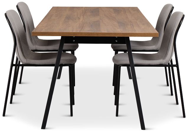 Trento Mid Tone 94" Rectangular Table & 4 Upholstered Chairs