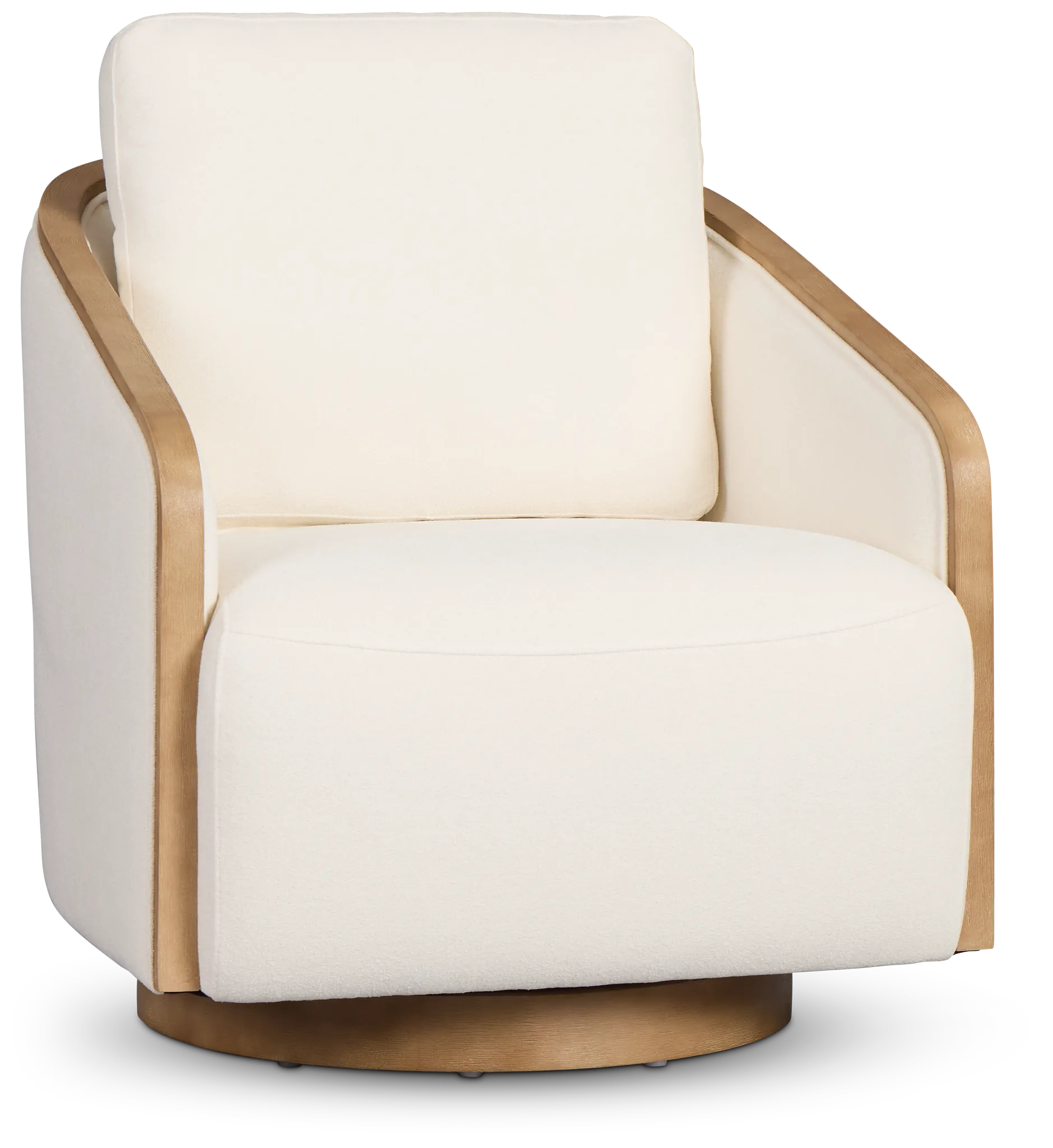 Campbell White Fabric Swivel Accent Chair