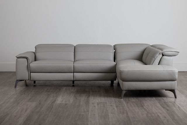 Pearson Gray Leather Right Bumper Sectional