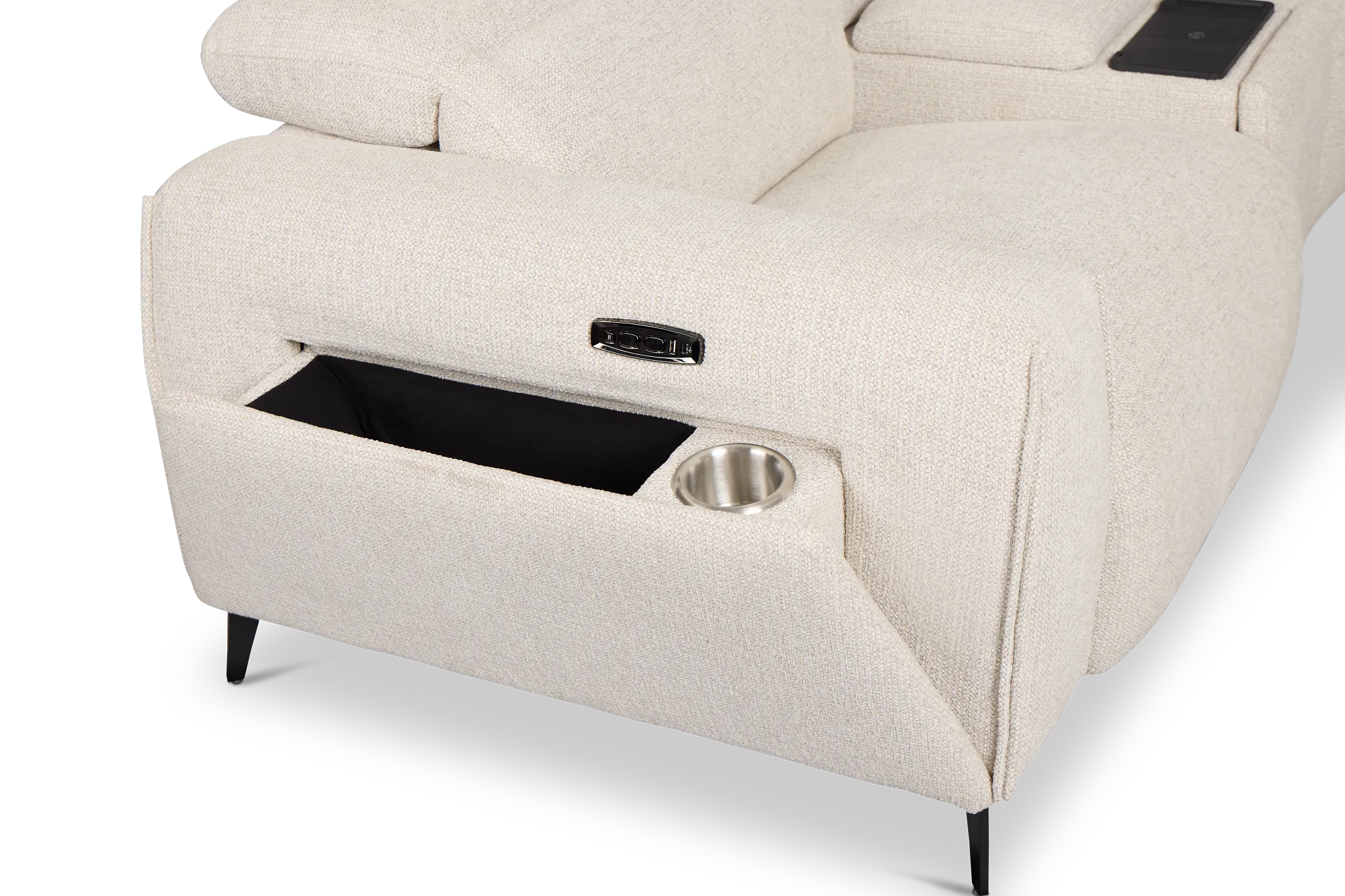 Reyna Light Beige Fabric Large Dual Power Reclining Two-arm Sectional