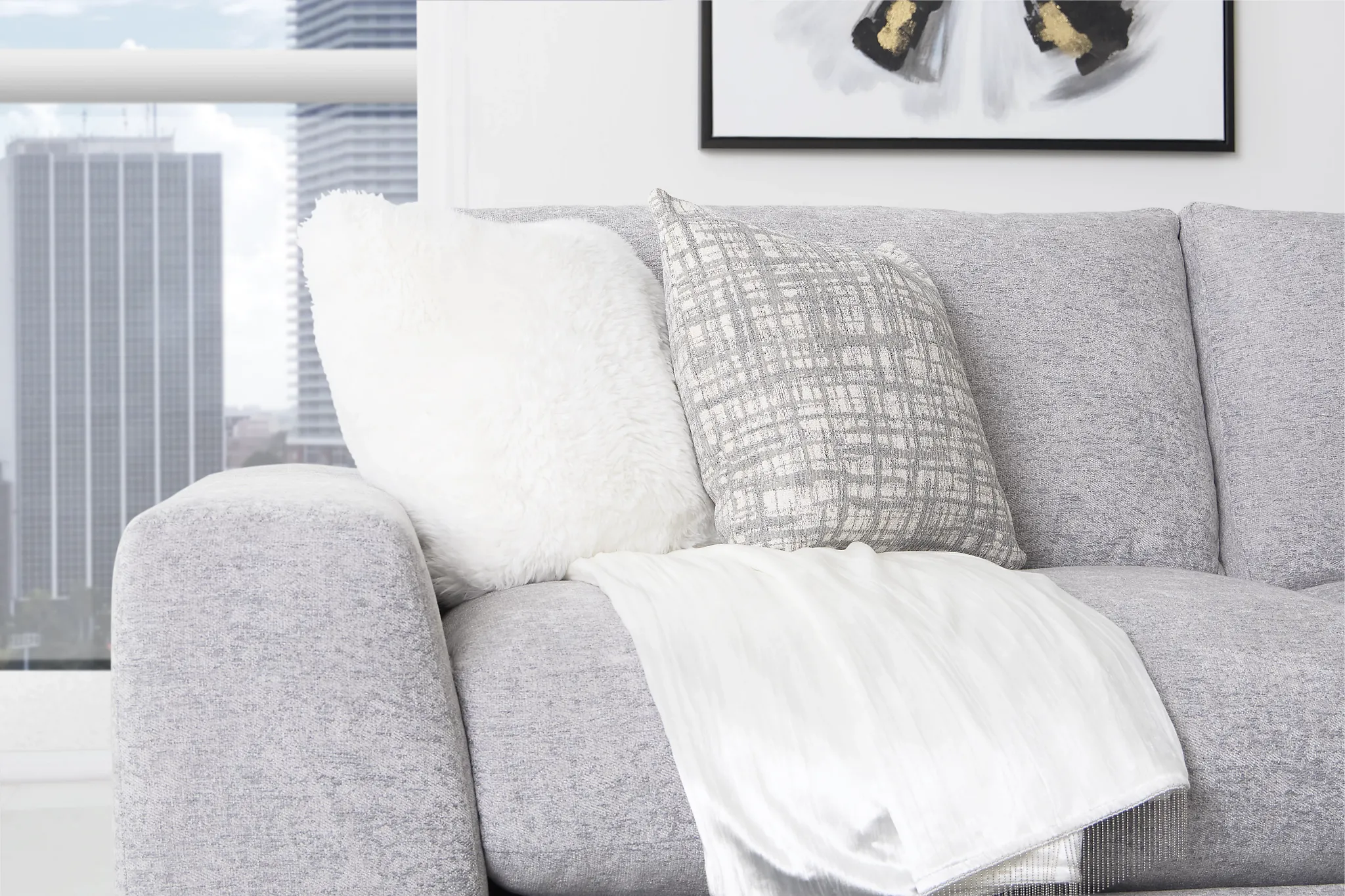 Calista Pewter Fabric Sofa