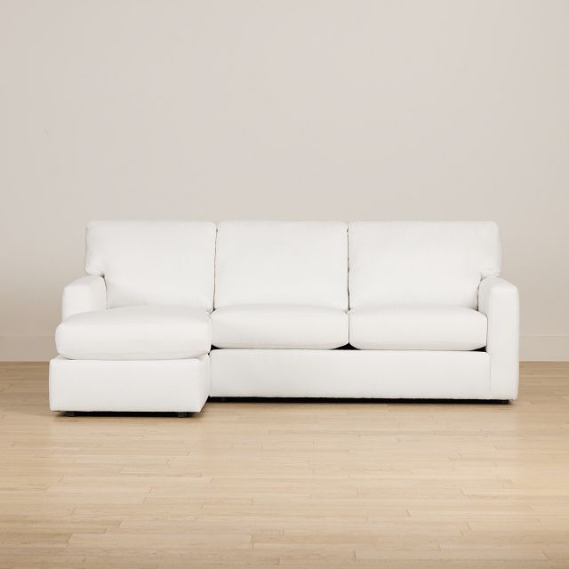 Rhodes White Fabric Left Chaise Sectional