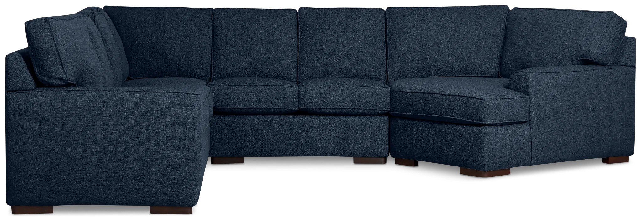 Sinclair Dark Blue Fabric Large Right Cuddler Sectional