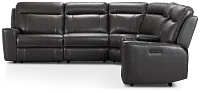 Benji Dark Gray Lthr/vinyl Medium Triple Power 2-arm Sectional