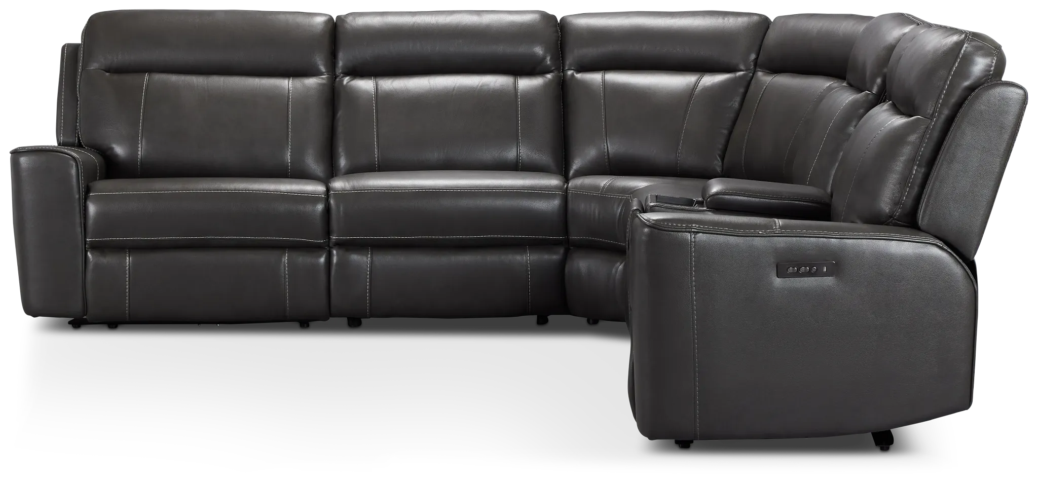 Benji Dark Gray Lthr/vinyl Medium Triple Power 2-arm Sectional