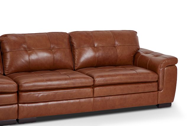 Braden Medium Brown Leather Medium Left Bumper Sectional