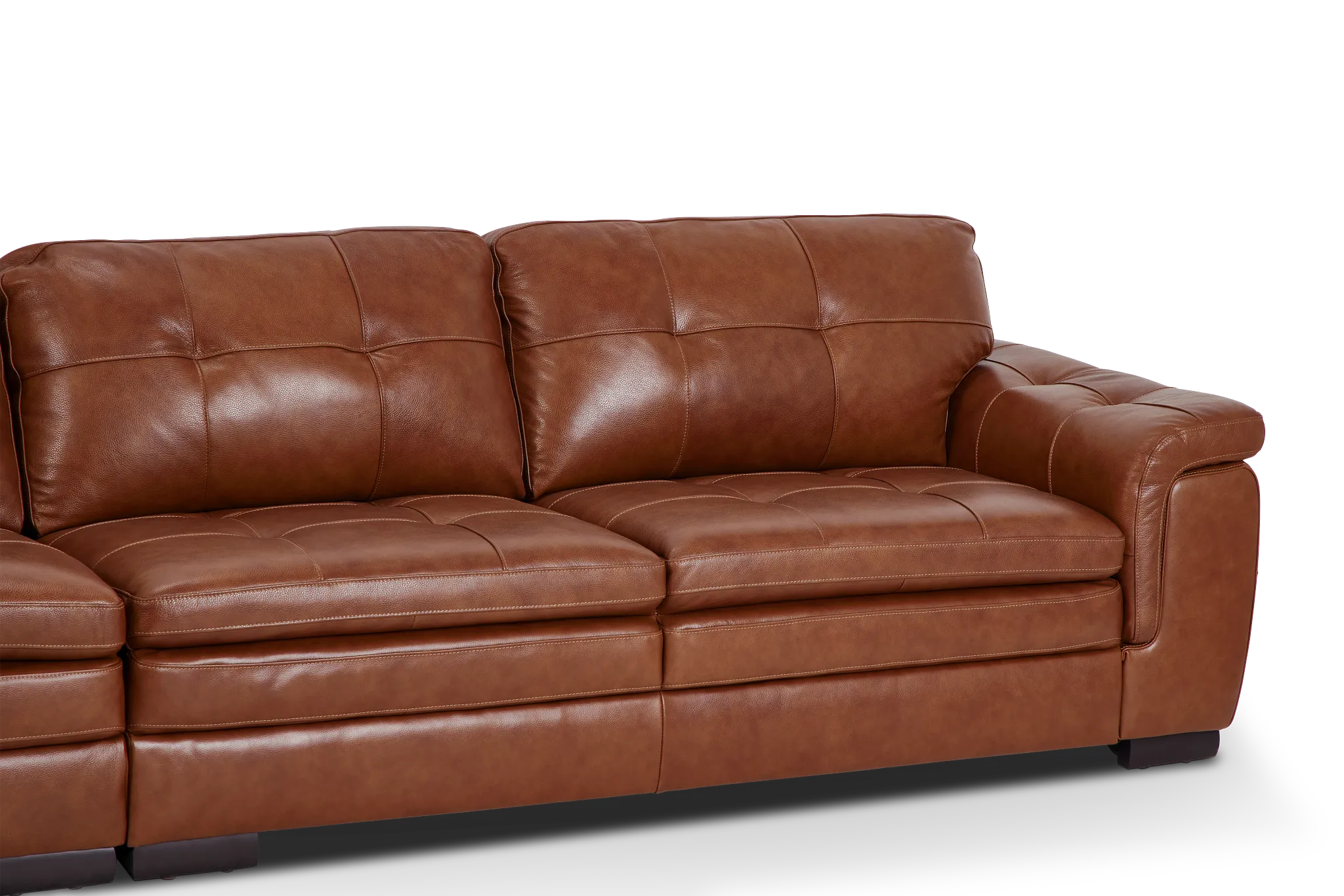 Braden Medium Brown Leather Medium Left Bumper Sectional