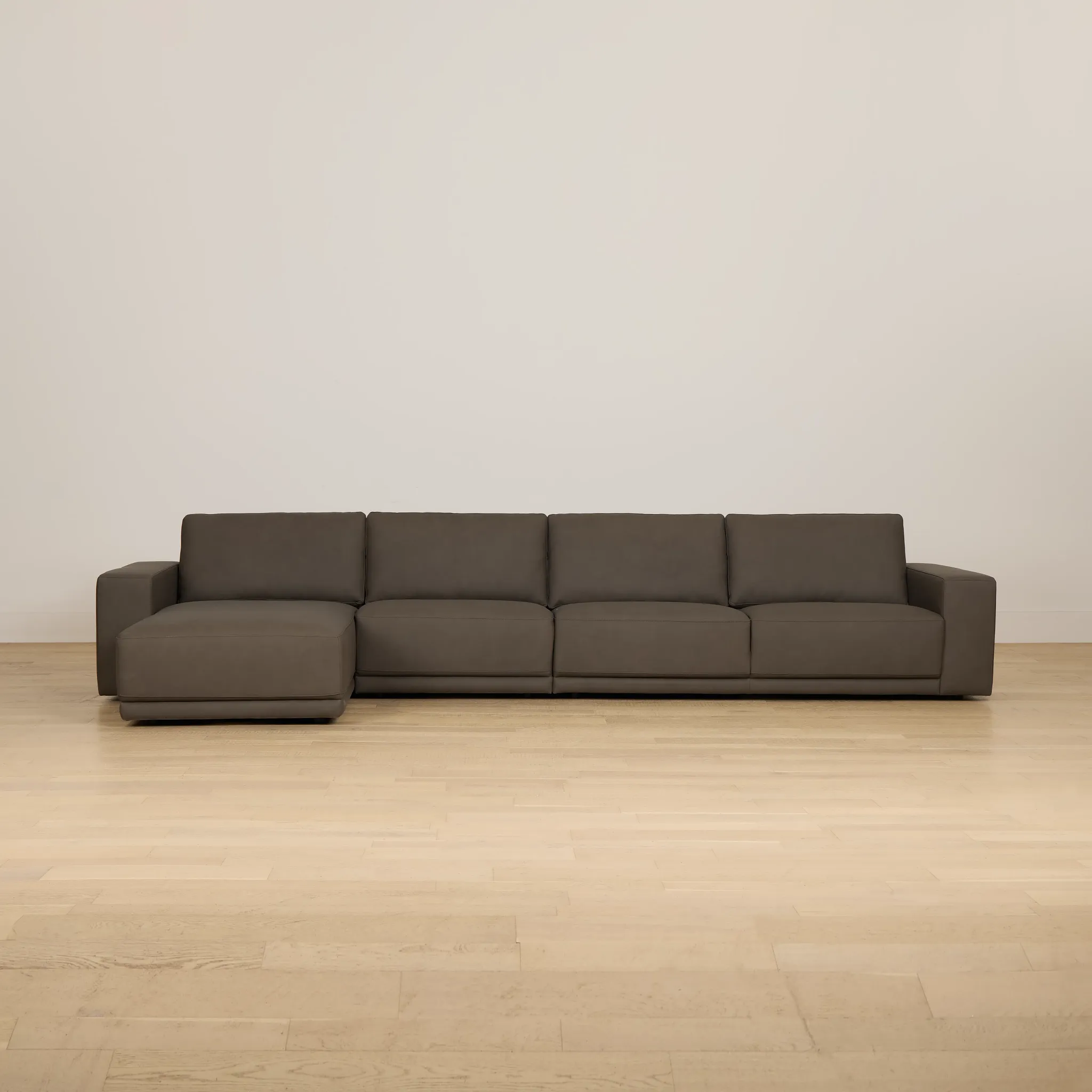 Kellan Dark Gray Leather Small Left Chaise Sectional