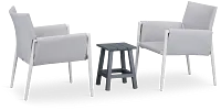 Barbados White Aluminum Square Table & 2 Chairs