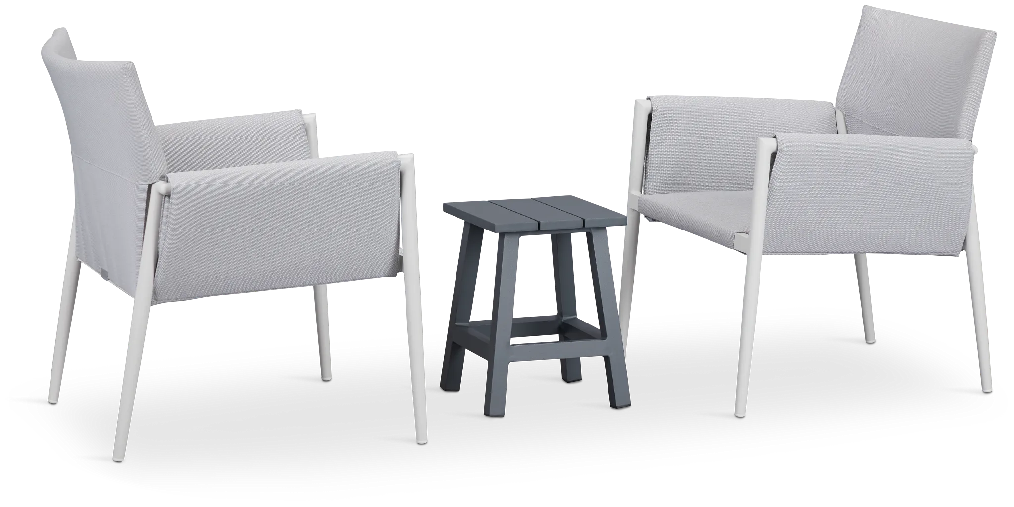 Barbados White Aluminum Square Table & 2 Chairs