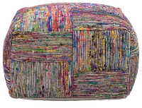 Silk Multicolored Large Accent Pouf