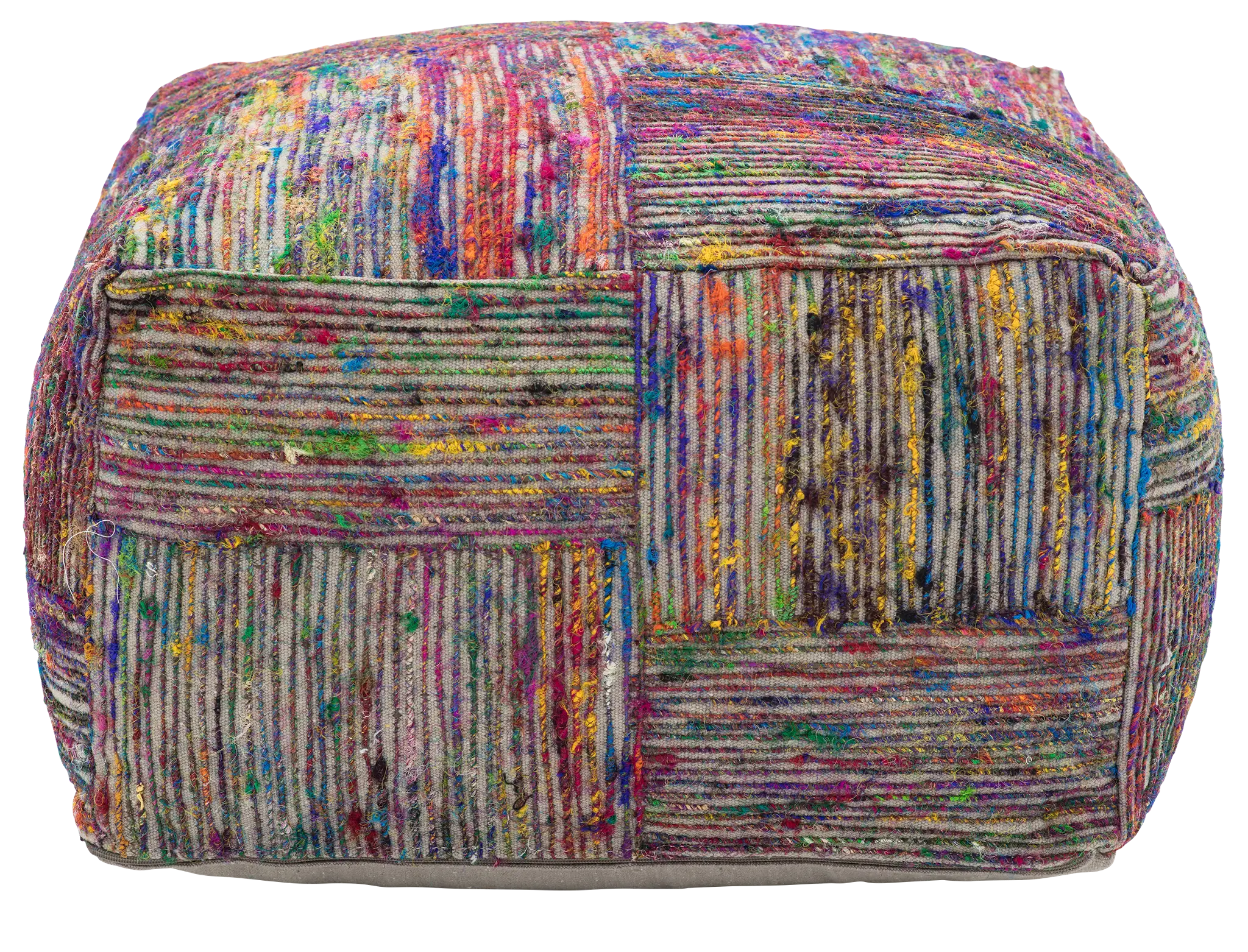 Silk Multicolored Large Accent Pouf Silk Multicolored Large Accent Pouf