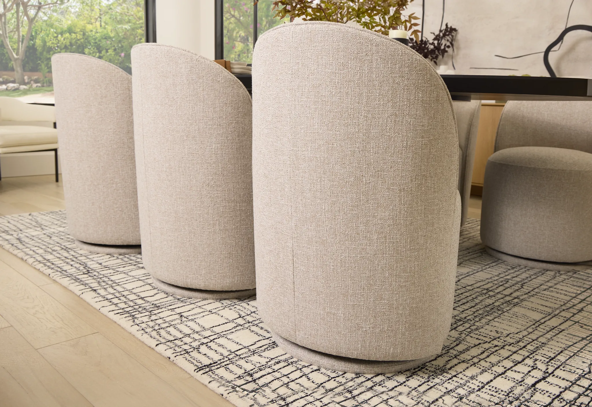 Claude Beige Round Upholstered Side Chair