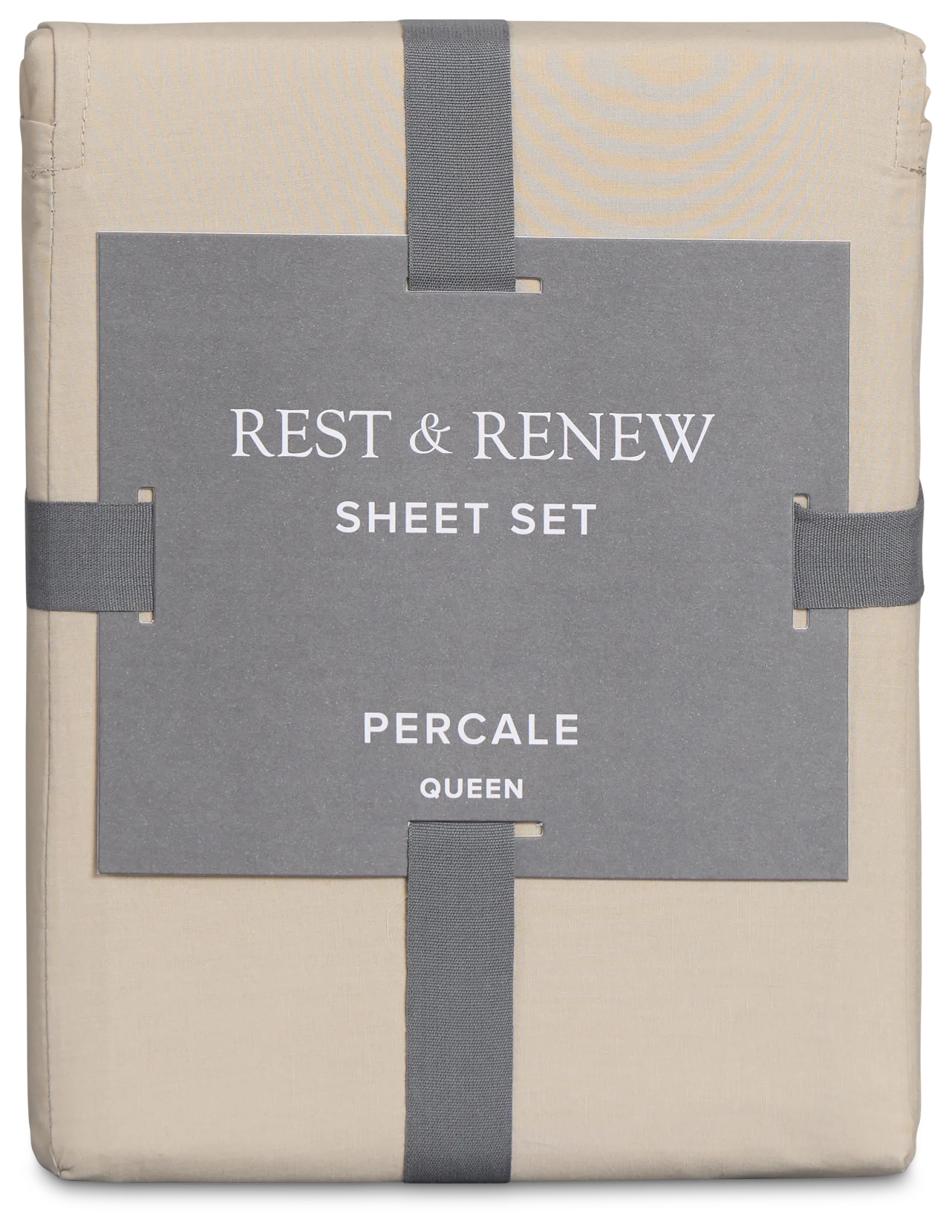 Rest & Renew Percale Cotton Beige 200 Thread Sheet Set