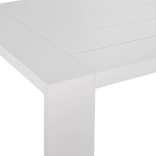 Linear White Gray 87" Aluminum Table & 4 Cushioned Side Chairs