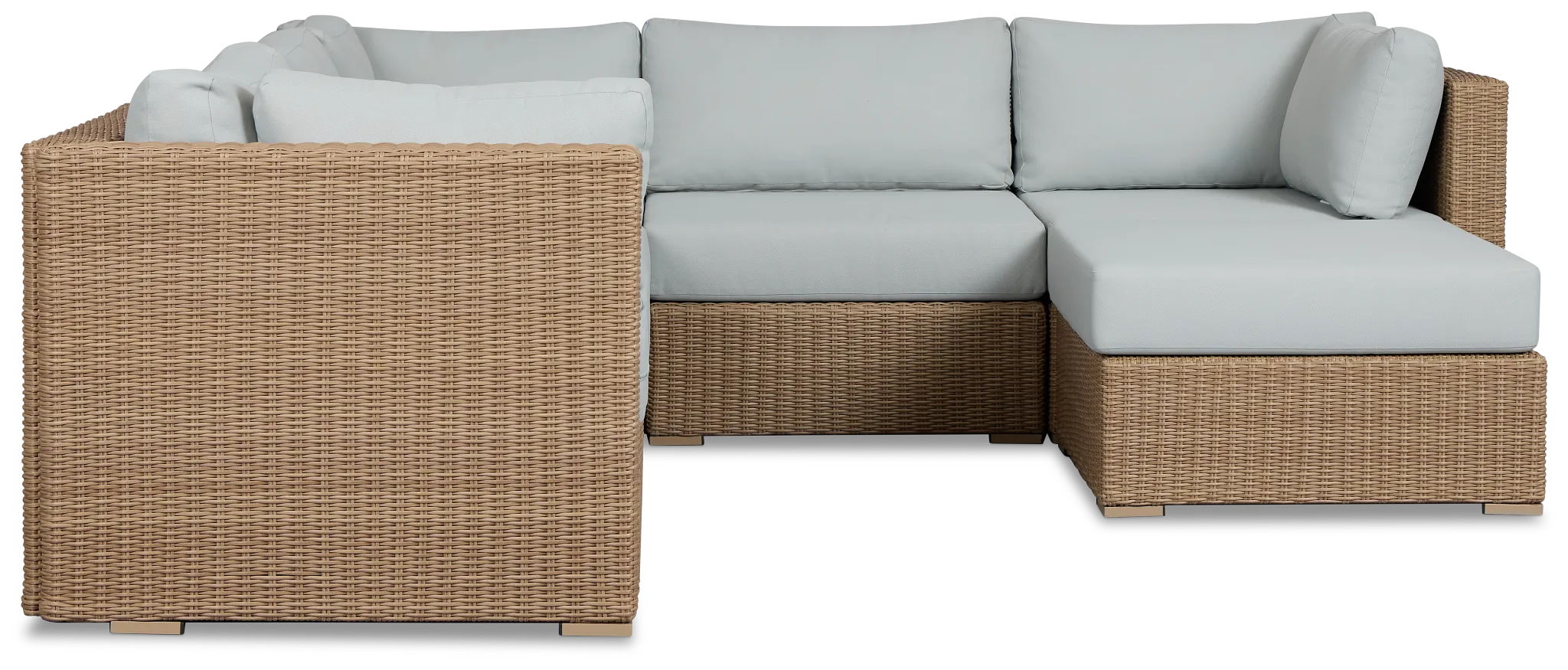 Montecito Light Tone 6-piece Modular Sectional With Light Blue Cushions