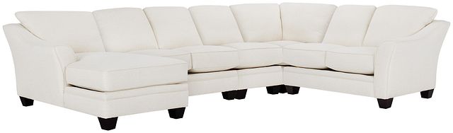 Avery White Fabric Large Left Chaise Sectional