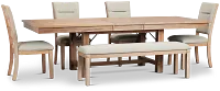 Park City Light Tone Rect Table With 4 Upholstered Side Chairs & Bench