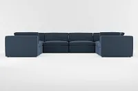 Destin Elite Dark Blue Fabric 8-piece Modular Sectional