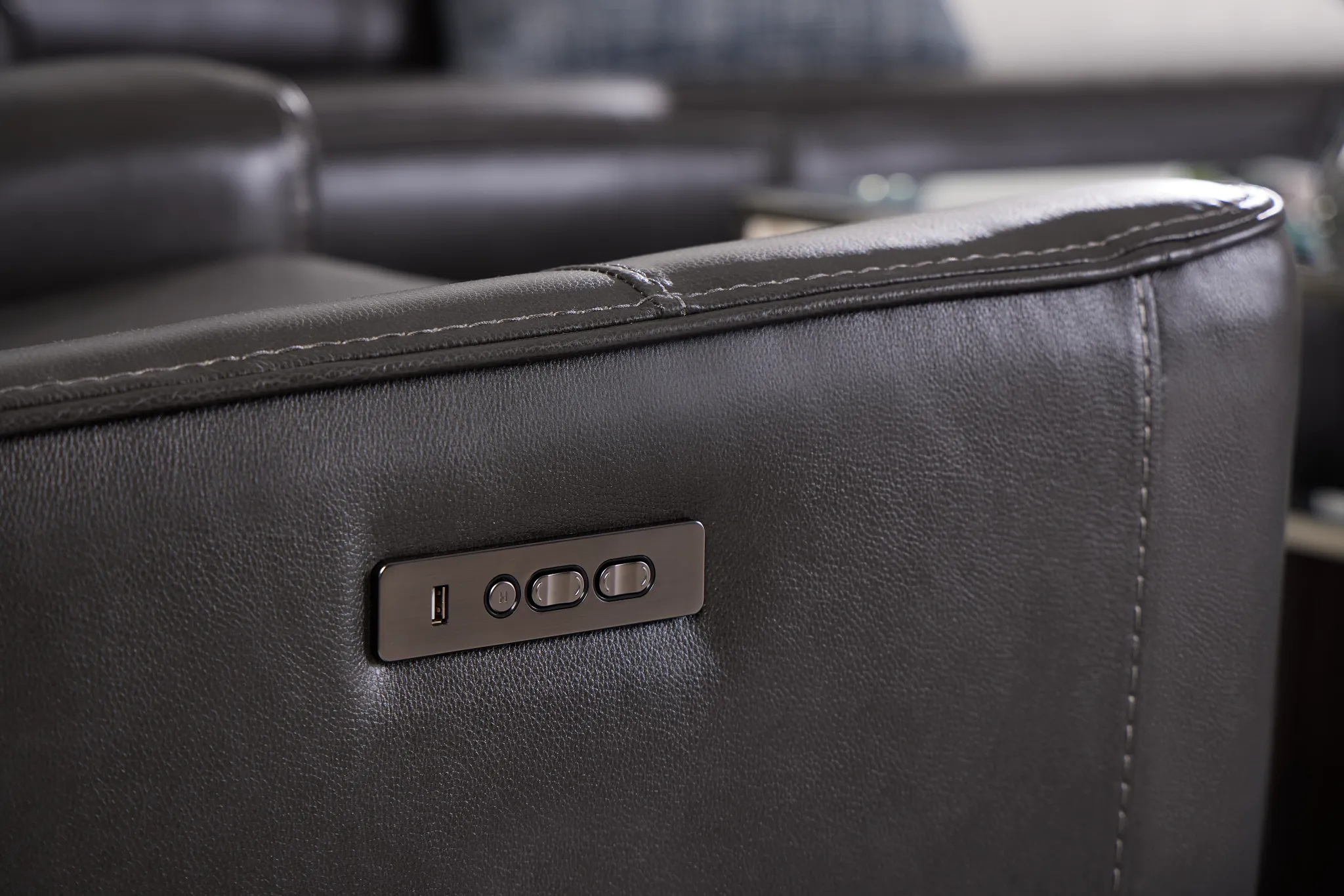 Benji Dark Gray Lthr/vinyl Zero Gravity Power Recliner W/headrest