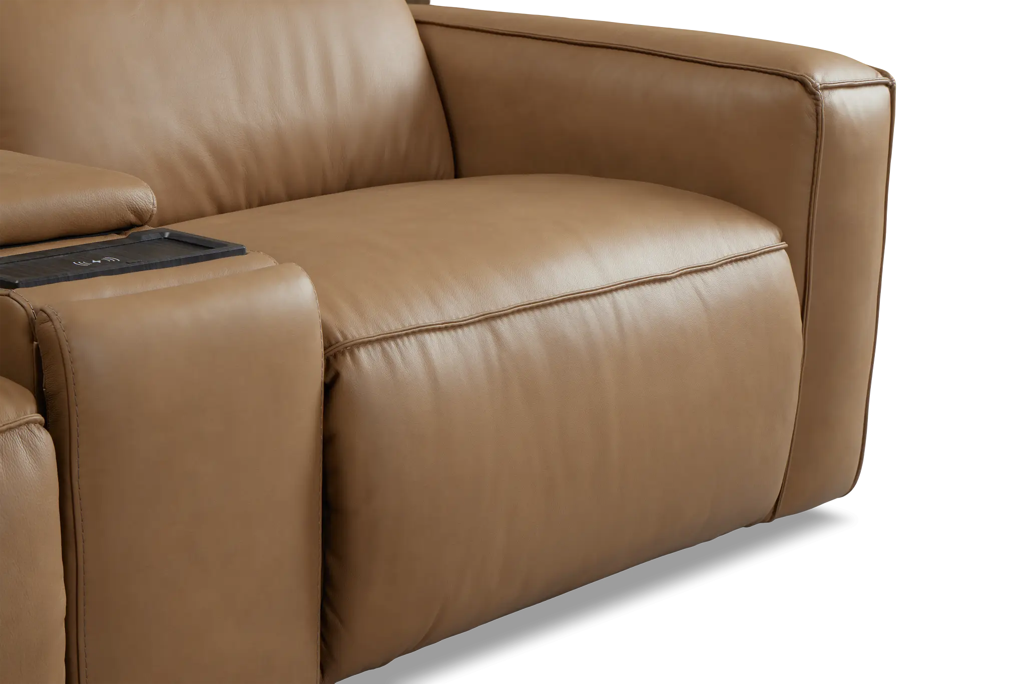 Ryland Brown Lthr/vinyl Medium Triple Power 2-arm Sectional Ryland Brown Lthr/vinyl Medium Triple Power 2-arm Sectional