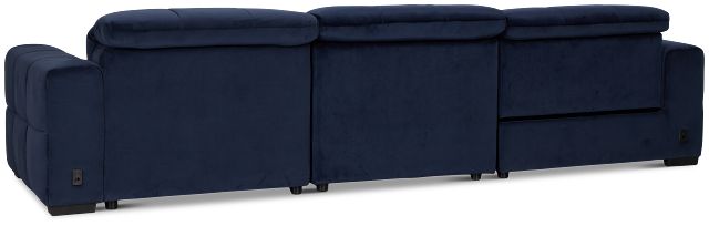 Gemma Navy Velvet Right Chaise Power Reclining Sectional