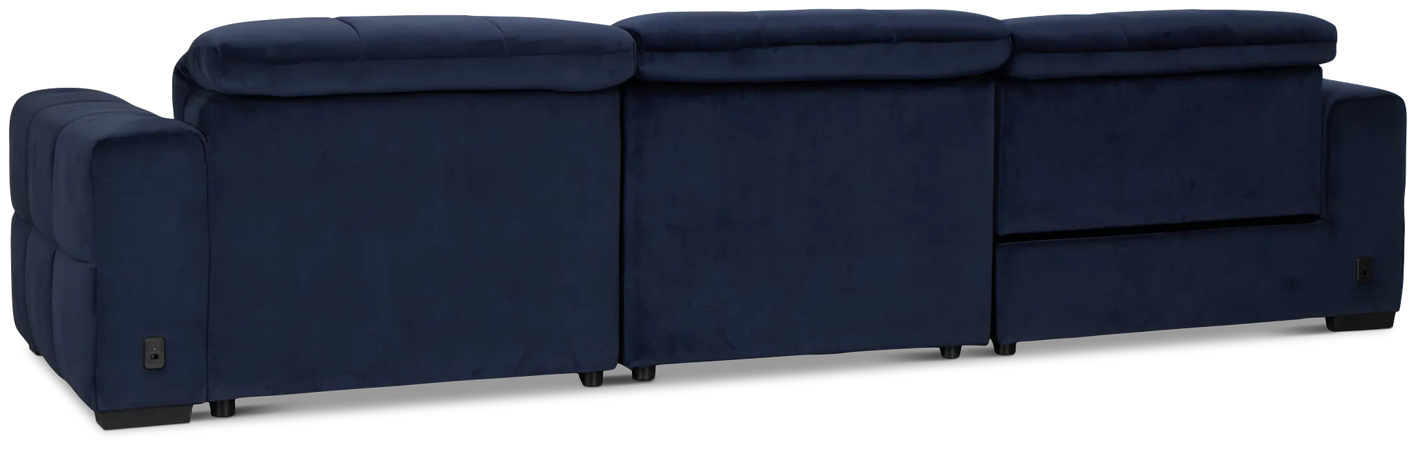 Gemma Navy Velvet Right Chaise Power Reclining Sectional