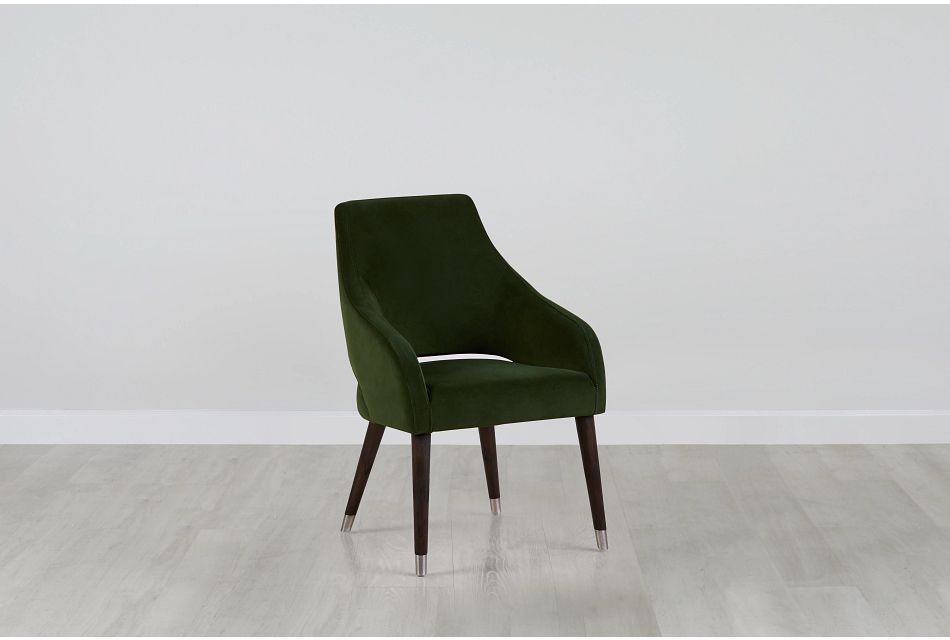 Naveen Dark Green Velvet Upholstered Arm Chair Dining Room Chairs City Furniture